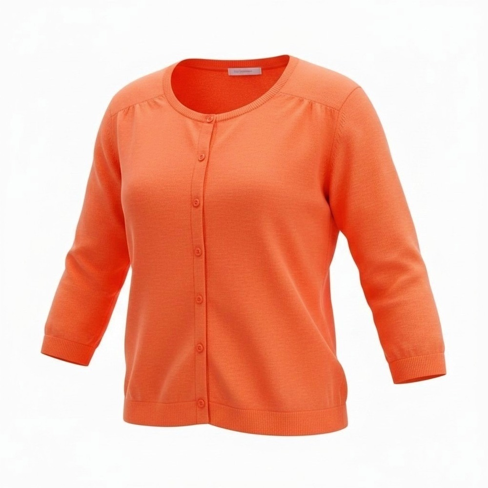 Gap Womens Cardigan Sweater Hot Coral Red Pink 100% Cotton Crewneck S
